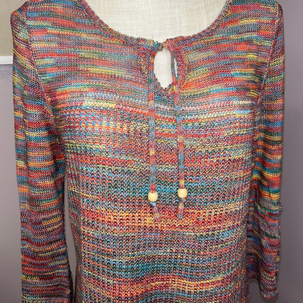 United States Sweaters - Women’s medium lovely 3/4 sleeve mulit-color sweater. - Picture 2 of 11